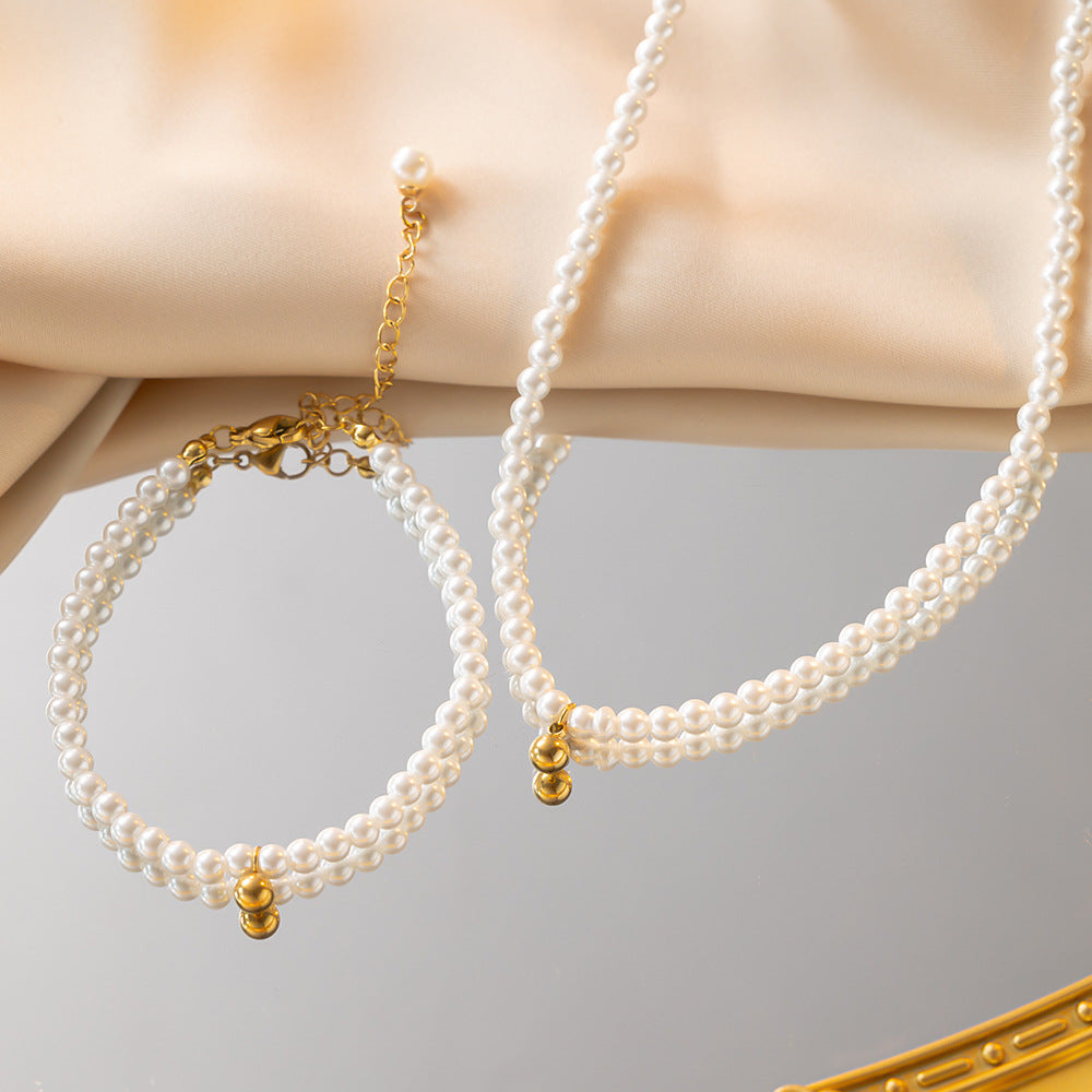 ⚜️B15: 18k Gold Plated Stainless Steel Minimalist Bracelet: Pearl Bean✨