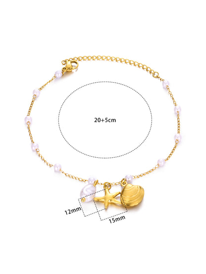 ⚜️B27: 18k Gold Plated Stainless Steel Minimalist Bracelet: Sea Shell✨