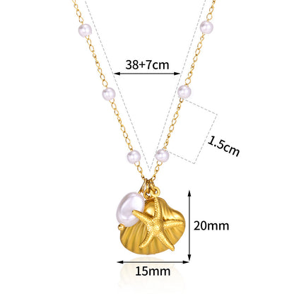 ✨P45: 18k Gold Plated Stainless Steel Pendant:Starfish Shell✨