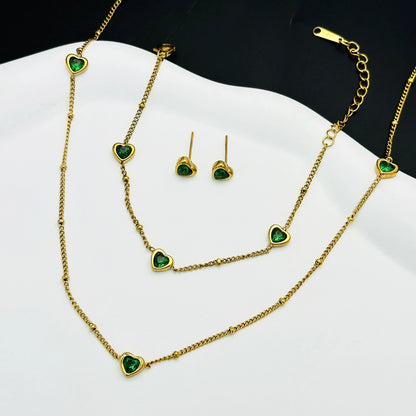 ✨P57: 18k Gold Plated Stainless Steel Pendant:Green Heart✨