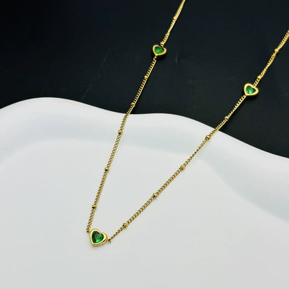 ✨P57: 18k Gold Plated Stainless Steel Pendant:Green Heart✨