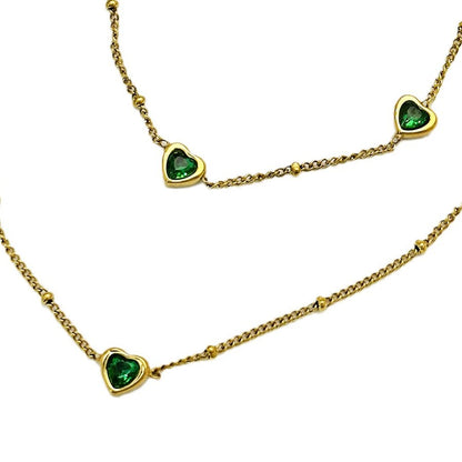 ✨P57: 18k Gold Plated Stainless Steel Pendant:Green Heart✨