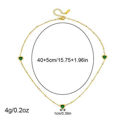 ✨P57: 18k Gold Plated Stainless Steel Pendant:Green Heart✨