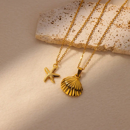 ✨P72: 18k Gold Plated Stainless Steel Pendant:Starfish ✨