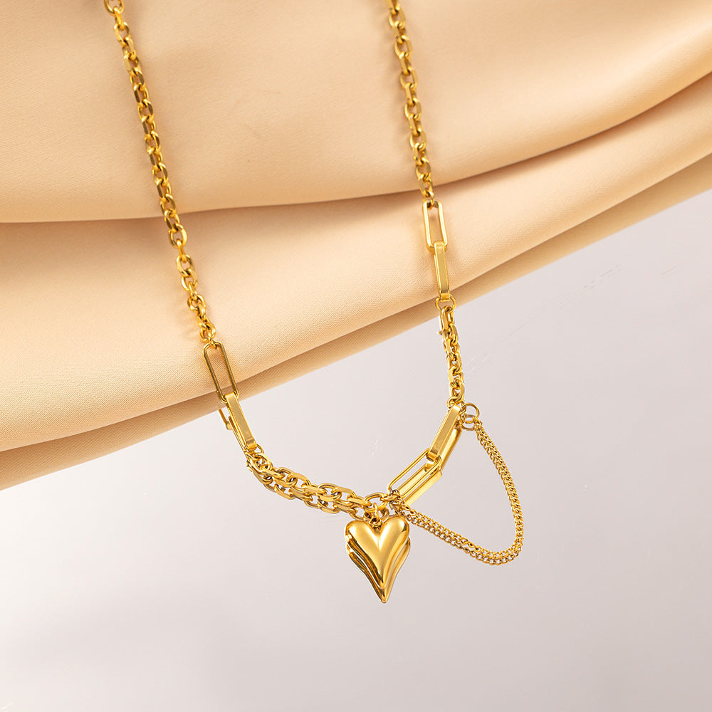 ✨P47: 18k Gold Plated Stainless Steel Pendant:Heart Tassel✨