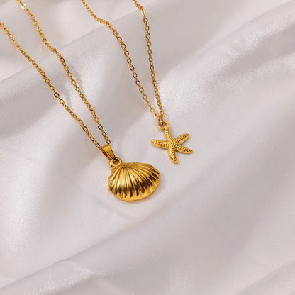 ✨P72: 18k Gold Plated Stainless Steel Pendant:Starfish ✨