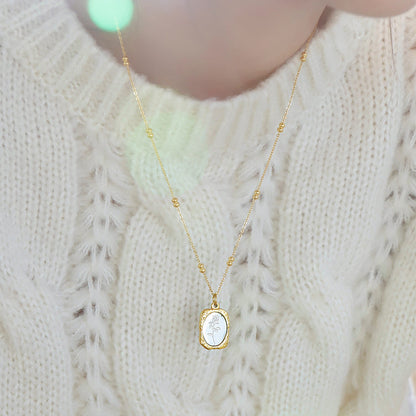 ✨P28: 18k Gold Plated Stainless Steel Pendant:Vintage Rose Mirror✨