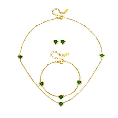 ✨P57: 18k Gold Plated Stainless Steel Pendant:Green Heart✨