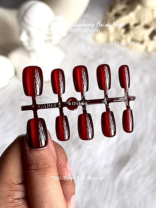 💅N01: Press On Nails: Blood Red (Square)✨ Size: XS