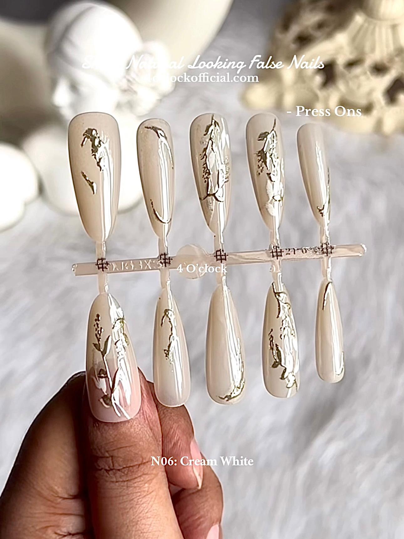 💅N06: Press On Nails: Cream White.✨ Size: XS