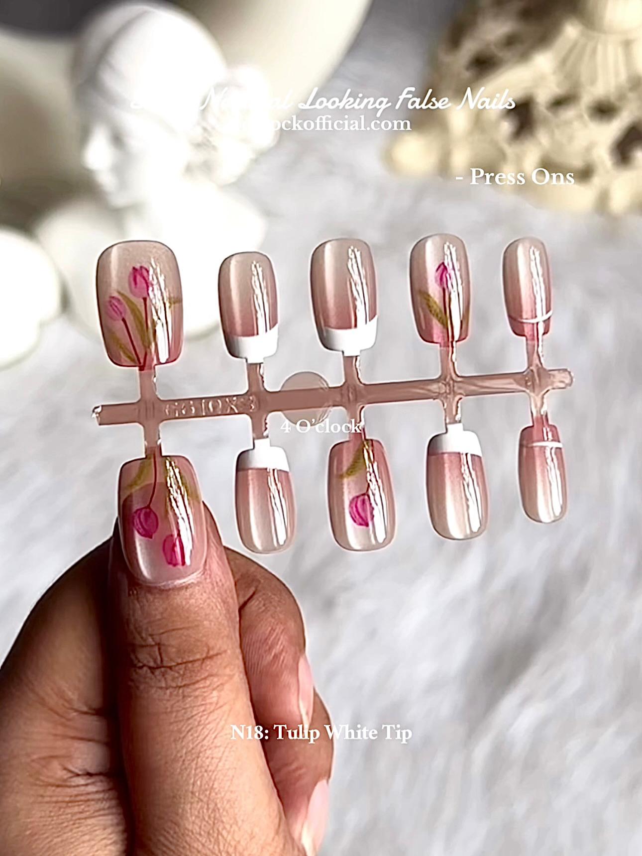 💅N18: Press On Nails: Tulip White Tip.✨ Size XS