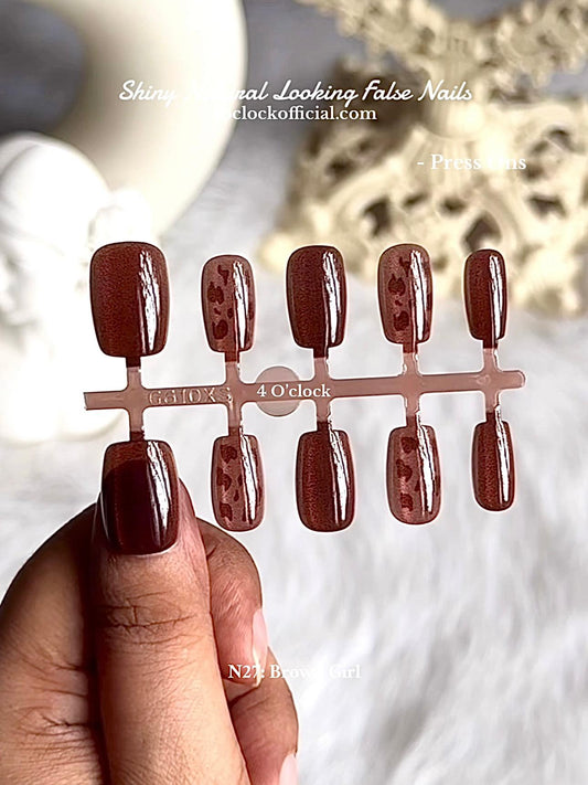 💅N27: Press On Nails: Brown Girl.✨ Size XS