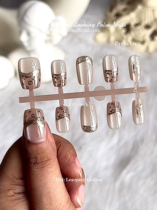 💅N14: Press On Nails: Leaopard Golden.✨ Size: XS