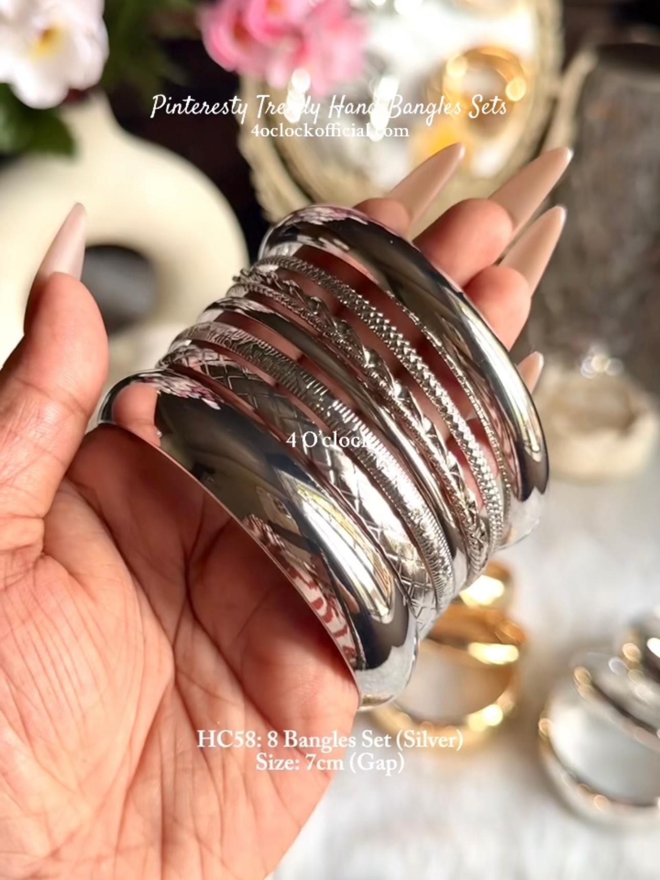 ✨HC58: Bangles Sets for Stack: 8 Bangles Sets (Silver)✨