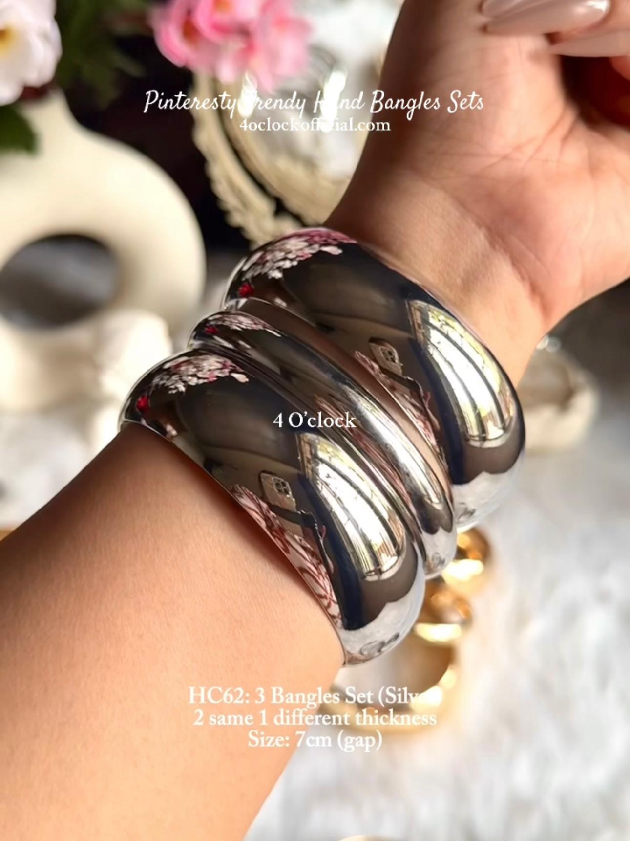 ✨HC62: Bangles Sets for Stack: 3 Bangles Sets (Silver)✨