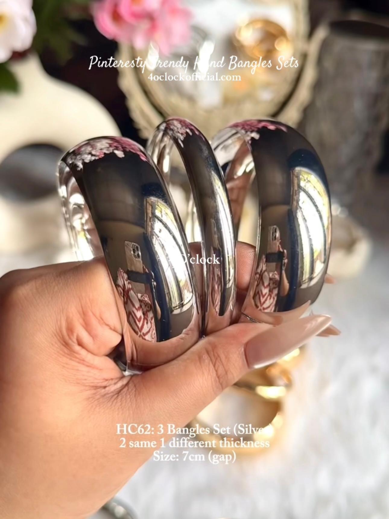 ✨HC62: Bangles Sets for Stack: 3 Bangles Sets (Silver)✨