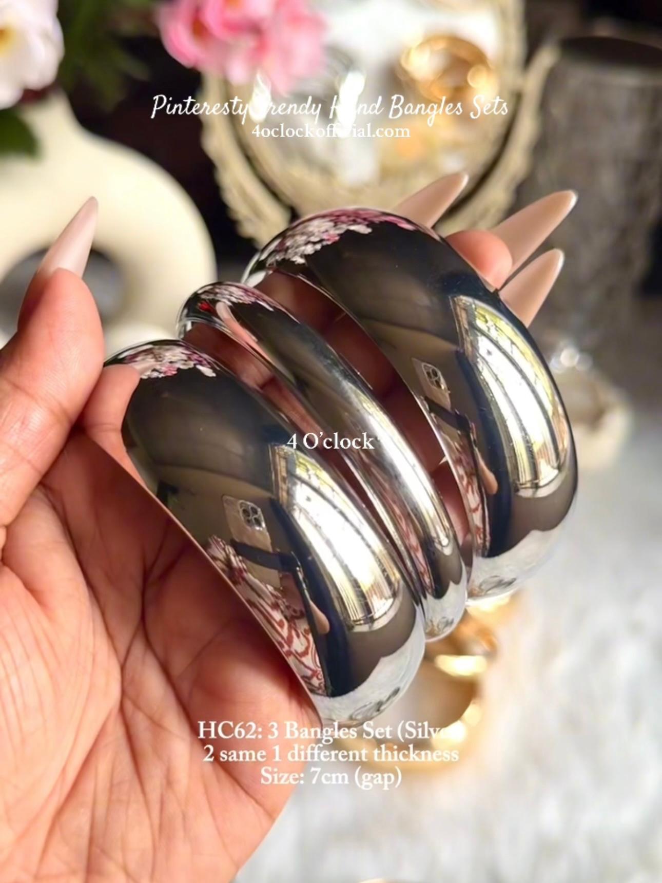 ✨HC62: Bangles Sets for Stack: 3 Bangles Sets (Silver)✨