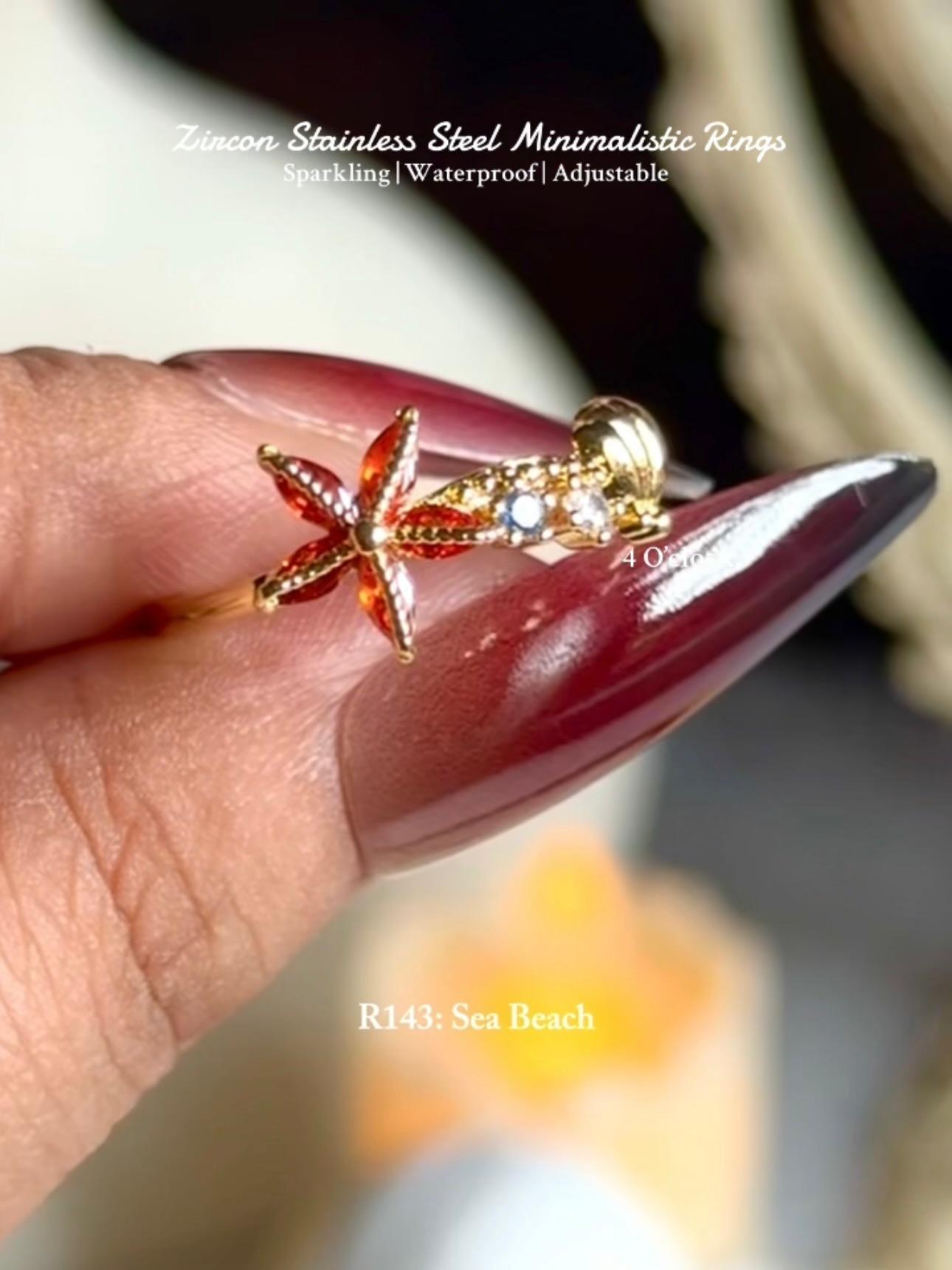 💍R143: Stainless Steel Zircon Minimalistic Finger Ring: Sea Beach (1pc) (With Box)✨