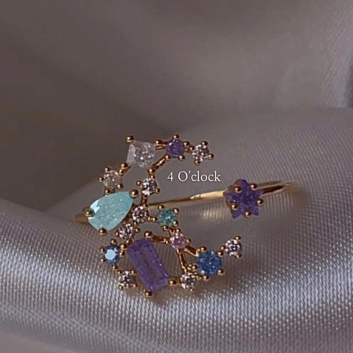 💍R154: Stainless Steel Zircon Minimalistic Finger Ring:Starbound Crescent (1pc)(With Box)✨