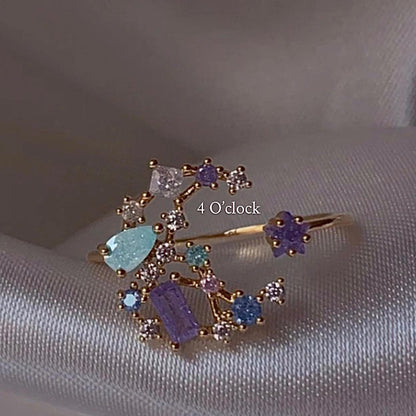 💍R154: Stainless Steel Zircon Minimalistic Finger Ring:Starbound Crescent (1pc)(With Box)✨