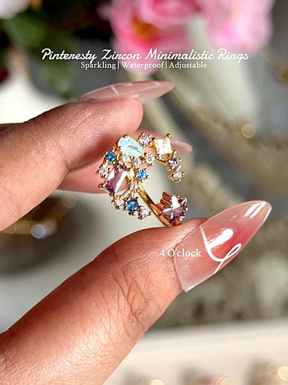 💍R154: Stainless Steel Zircon Minimalistic Finger Ring:Starbound Crescent (1pc)(With Box)✨