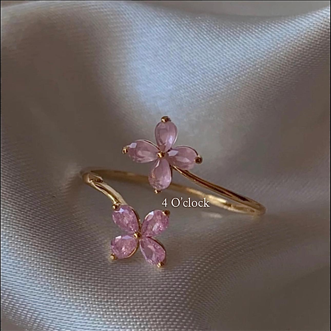 💍R170: Stainless Steel Zircon Minimalistic Finger Ring: Pink Sakura (With Box)✨
