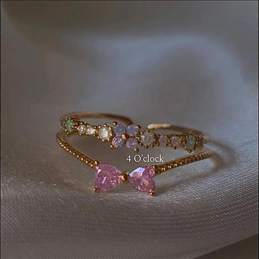 💍R171: Stainless Steel Zircon Minimalistic Finger Ring: Pink Bow Layer (With Box)✨