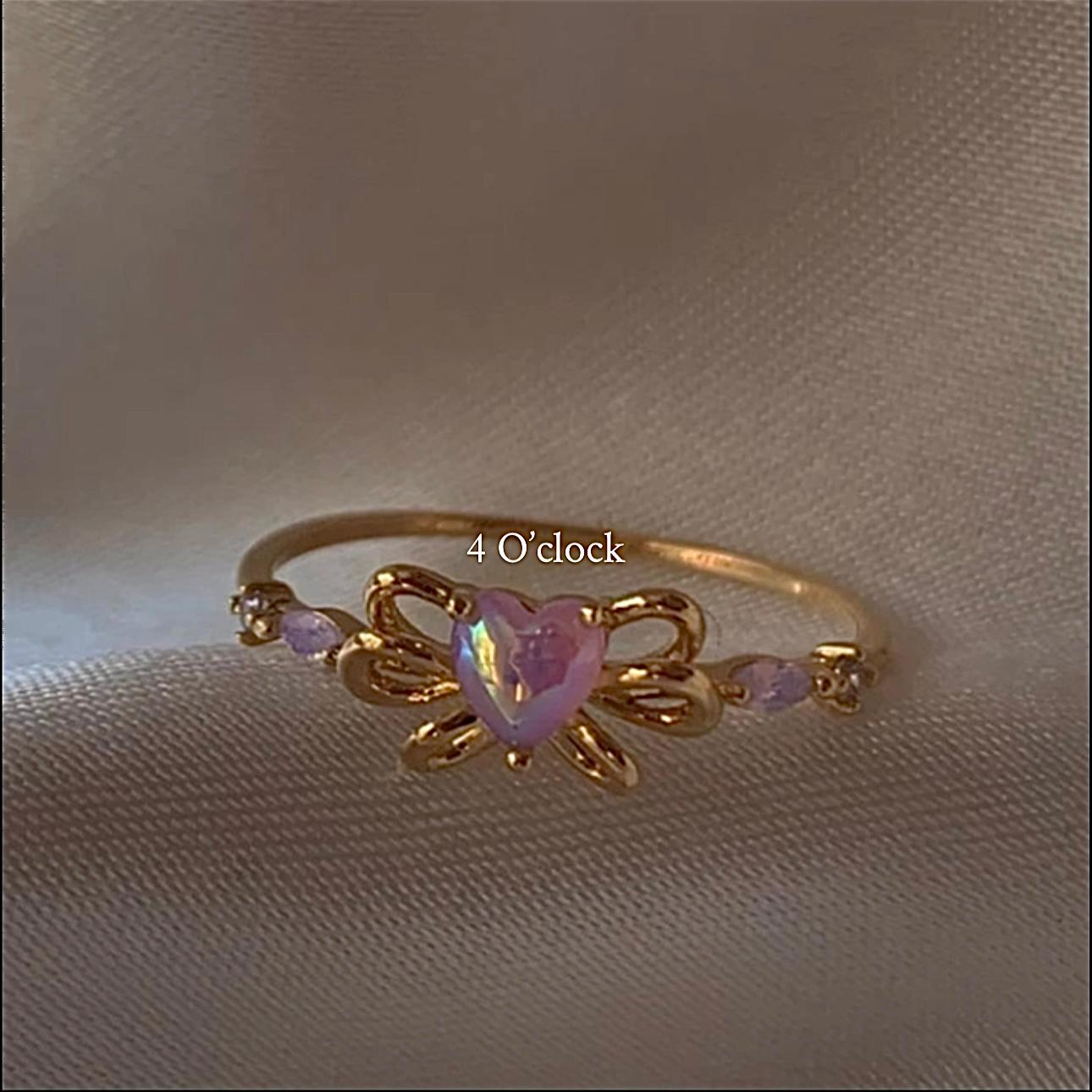 💍R173: Stainless Steel Zircon Minimalistic Finger Ring: Pink Siny Crab (With Box)✨