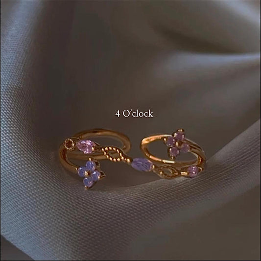 💍R188: Stainless Steel Zircon Minimalistic Finger Ring: Floral Twirl (With Box)✨
