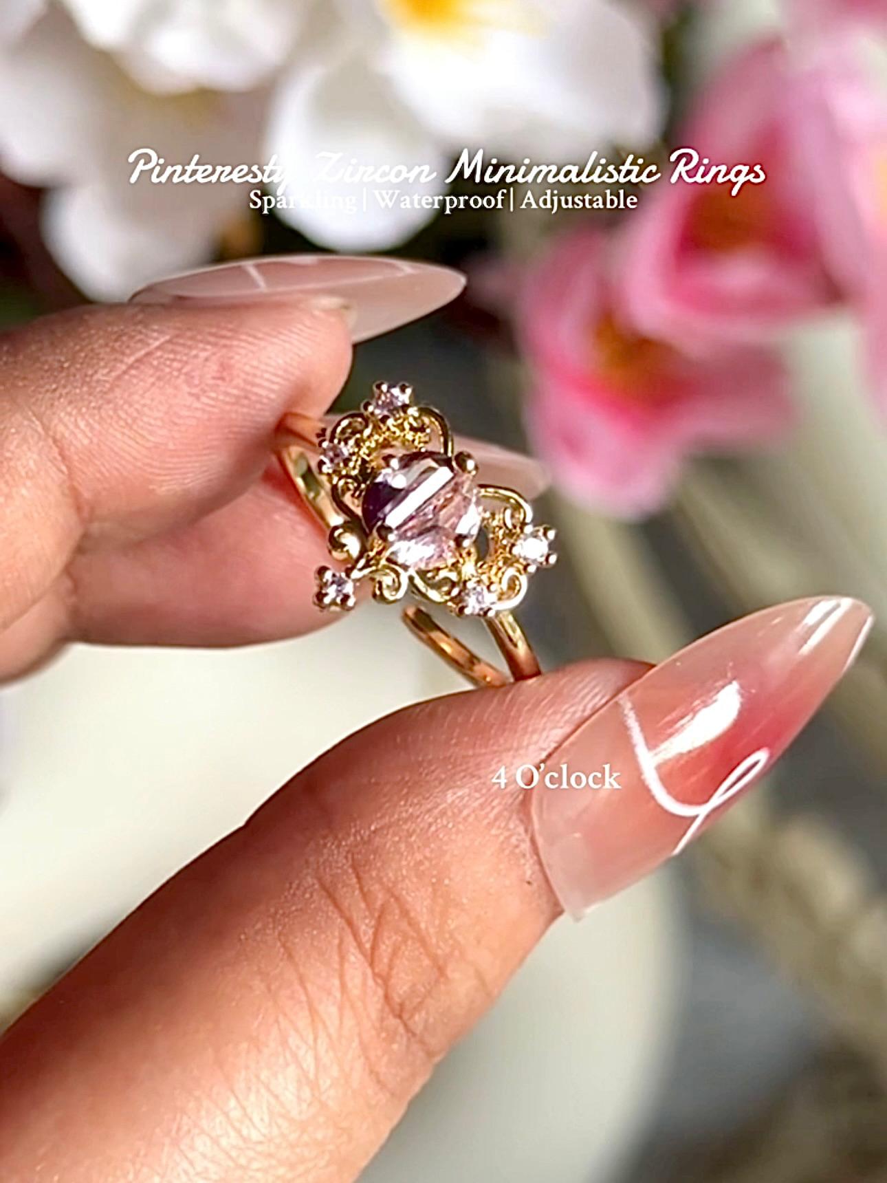 💍R126: Stainless Steel Zircon Minimalistic Finger Ring: Diamond Flower (With Box)✨(1Pc)