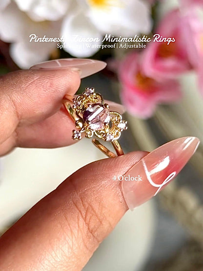 💍R126: Stainless Steel Zircon Minimalistic Finger Ring: Diamond Flower (With Box)✨(1Pc)