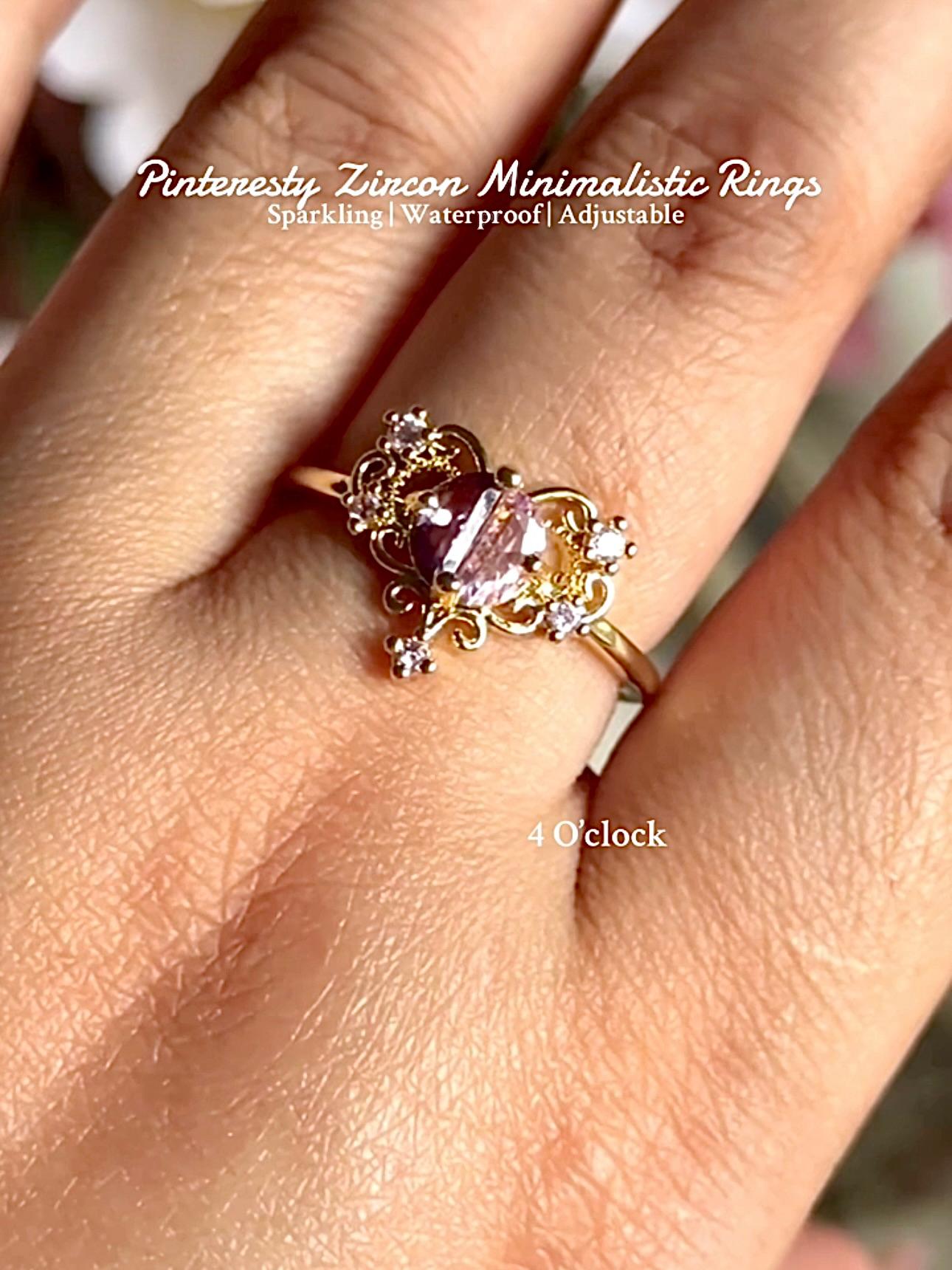 💍R126: Stainless Steel Zircon Minimalistic Finger Ring: Diamond Flower (With Box)✨(1Pc)