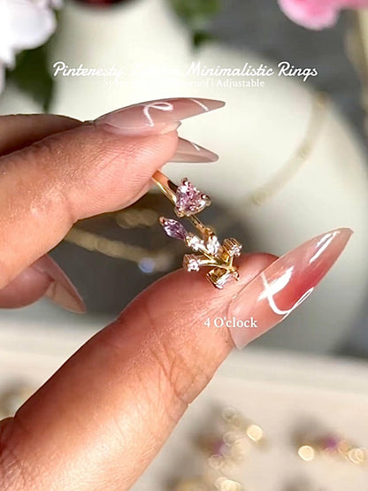 💍R127: Stainless Steel Zircon Minimalistic Finger Ring: Small Diamond Flower (With Box)✨(1Pc)