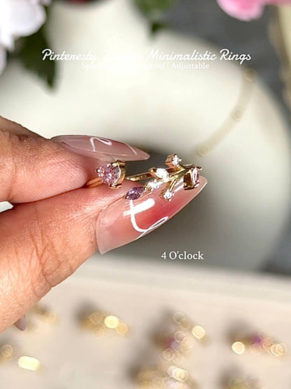 💍R127: Stainless Steel Zircon Minimalistic Finger Ring: Small Diamond Flower (With Box)✨(1Pc)