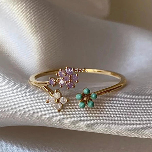 💍R130: Stainless Steel Zircon Minimalistic Finger Ring: Floral Mix(With Box)✨