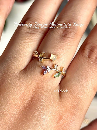 💍R138: Stainless Steel Zircon Minimalistic Finger Ring:(With Box)✨