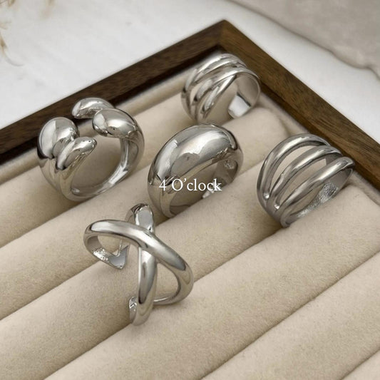 ✨RS20: Maximalistic Finger Ring Sets (Silver) -5pc✨