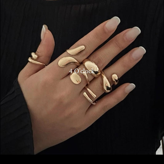 ✨RS17: Maximalistic Finger Ring Sets (Golden) -6pc✨