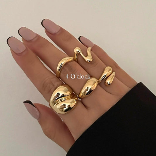 ✨RS08: Maximalistic Finger Ring Sets (Golden) -5pc✨