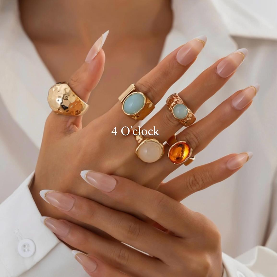 ✨RS05: Maximalistic Acrylic Finger Ring Sets (Golden) - 5pcs✨