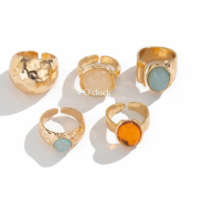 ✨RS05: Maximalistic Acrylic Finger Ring Sets (Golden) - 5pcs✨