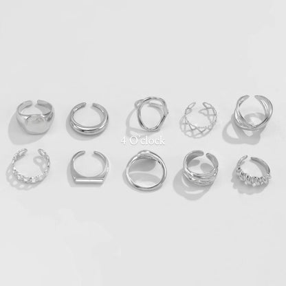 ✨RS04: Maximalistic Finger Ring Sets (Silver) - 10pcs✨