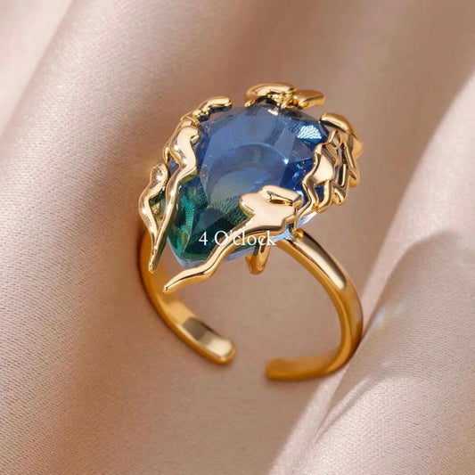 💍R206: Stainless Steel Zircon Minimalistic Finger Ring: Emerald Stone (With Box)✨