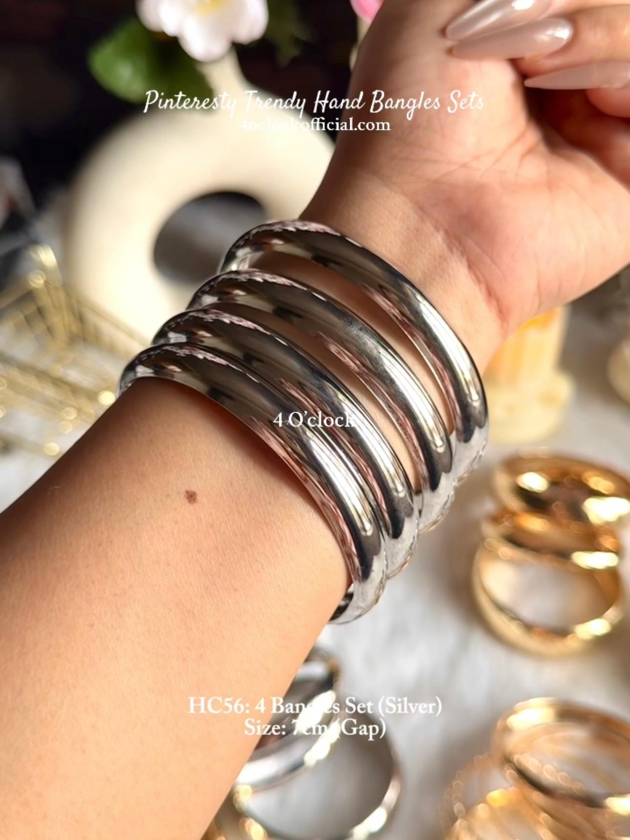 ✨HC56: Bangles Sets for Stack: 4 Bangles Sets (Silver)✨