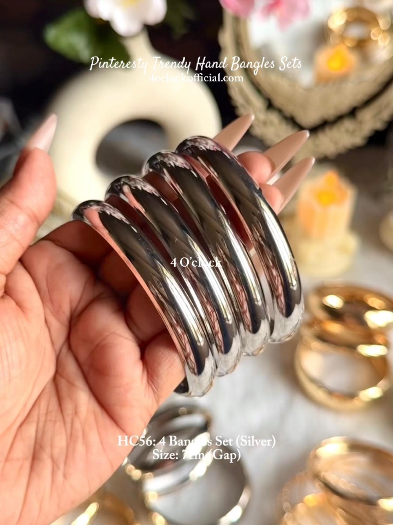 ✨HC56: Bangles Sets for Stack: 4 Bangles Sets (Silver)✨