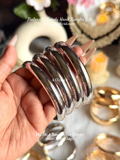 ✨HC56: Bangles Sets for Stack: 4 Bangles Sets (Silver)✨