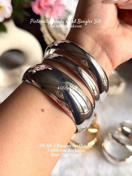 ✨HC60: Bangles Sets for Stack: 3 Bangles Sets (Silver)✨