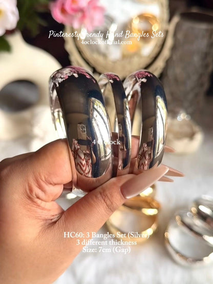 ✨HC60: Bangles Sets for Stack: 3 Bangles Sets (Silver)✨