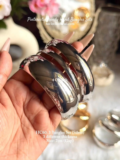 ✨HC60: Bangles Sets for Stack: 3 Bangles Sets (Silver)✨
