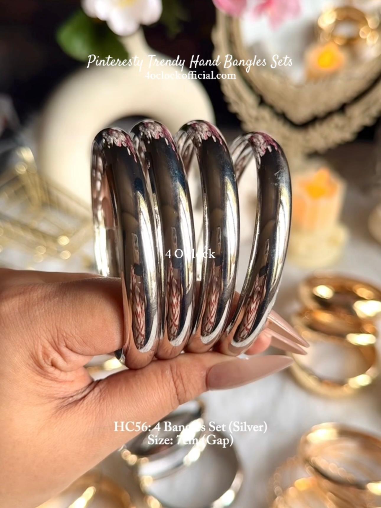 ✨HC56: Bangles Sets for Stack: 4 Bangles Sets (Silver)✨
